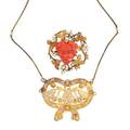 Gold pearl or coral brooch  pendant