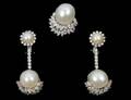 THREE PIECE SOUTH SEA PEARL AND DIAMOND SUITE OF JEWELR