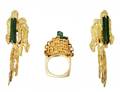 EIGHTEEN KARAT GOLD AND GREEN TOURMALINE SUITE OF