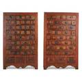 Pair of chinese painted apothecary cabinets