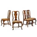 Set of four george i style walnut side chairs