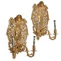 Pair of baroque style gilt metal wall sconces