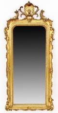 Gilt Wood Wall Mirror wShell  Floral Decoration