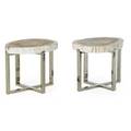 Contemporary pair of petrified wood side tables