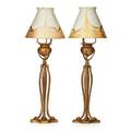 Tiffany studios pair of candlelamps