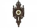 EMPIRE STYLE CARVED OAK BAROMETERTHERMOMETER