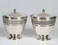 PAIR OF TIFFANY  CO STERLING SILVER JARS AND COVERS