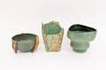 Three Ching Wen Green Ceramic Vases