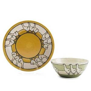 Saturday evening girls bowl and plate w geese