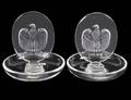 PAIR OF LALIQUE CRYSTAL EAGLE PIN TRAYS