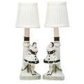 German pair of porcelain boudoir lamps