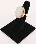 14k Gold  White Jade Ring