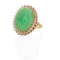Jadeite diamond  yellow gold ring