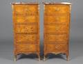 FINE PAIR OF ORMOLU MOUNTED TULIPWOOD AND MARQUETRY