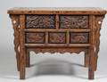 CARVED EXOTIC WOOD TABLEDESK