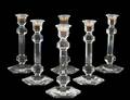 SET OF SIX VAL ST LAMBERT CRYSTAL TAPER STICKS