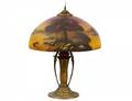 GILT METAL AND REVERSE PAINTED GLASS LAMP