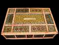 ANGLOINDIAN IVORY AND REVERSE PAINTED GLASS WORKBOX