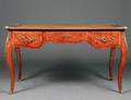 LOUIS XV STYLE GILT BRONZE MAHOGANY BUREAU PLAT
