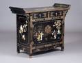 SOAPSTONE OVERLAID BLACK LACQUER SIDE CABINET
