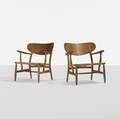 Hans J Wegner   lounge chairs model CH 22 pair