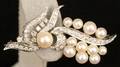 18k White Gold Diamond  Pearl Pin