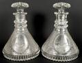 PAIR OF CUT GLASS SHIPS DECANTERS
