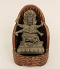 Indian Bronze Shiva Deity Figure wWooden Stand