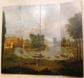Hand Painted Four Panel Landscape Screen