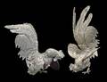 PAIR OF SILVER PLATED ROOSTERS