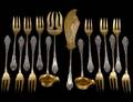 SIXTEEN PIECE PARCEL GILT SILVER FISH FLATWARE SET