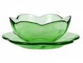 SET OF TEN GREEN GLASS FRUIT BOWLS AND STANDS