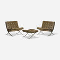Ludwig Mies van der Rohe   pair of Barcelona chairs and ottoman