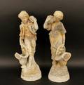 Pair of Cast Concrete Peasant Figures