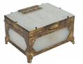 FINE WHITE JADE AND BRASS BOX