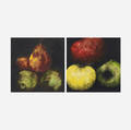 Donald Sultan b1951  Apples and Red Pears two works from the Fruits and Flowers portfolio