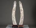 PAIR OF LARGE IVORY FIGURES OF GUANYIN