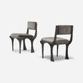 Paul Evans   custom Sculpted Metal chairs pair