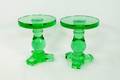 Pair of Green Glass Pedestal Tables