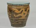 BROWN GLAZED POTTERY JARDINIERE