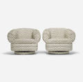 In the manner of Milo Baughman   armchairs pair