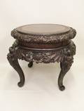 E 20th C Chinese Carved Teak Table