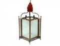 ETCHED GLASS AND BRASS LANTERN