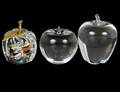 GROUP OF THREE CRYSTAL PIECES OF FRUIT