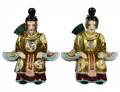 PAIR OF FAMILLE ROSE PORCELAIN WARLORDS