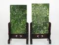 TWO CARVED SPINACH JADE TABLE SCREENS