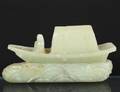 CARVED CELADON JADE SAMPAN