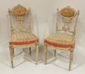 Pair of French 19th C Aubusson Carved Wood Chairs