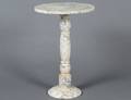 GRAY AND WHITE MARBLE LOW SIDE TABLE