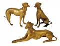 GROUP OF THREE BRASS STUDIES OF GREYHOUNDS